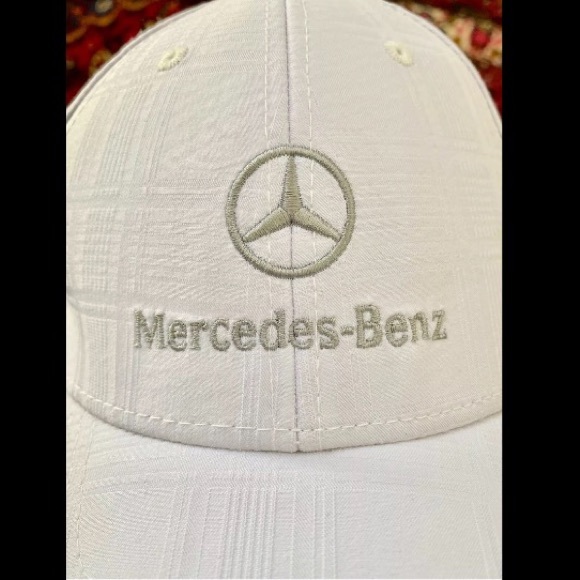 NEW MERCEDES BENZ WHITE HIGH PROFILE TRUCKER BASEBALL CAP HAT GRAY EMBROIDERY OS - Picture 4 of 8